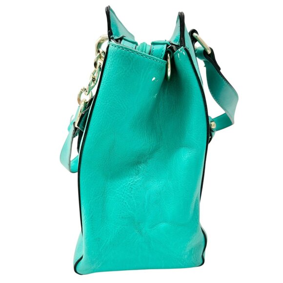 Charming Charlie Shoulder Bag Seafoam with Gold Chain Accents Striped Interior - Picture 5 of 16